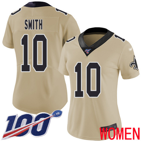 New Orleans Saints Limited Gold Women Tre Quan Smith Jersey NFL Football #10 100th Season Inverted Legend Jersey
